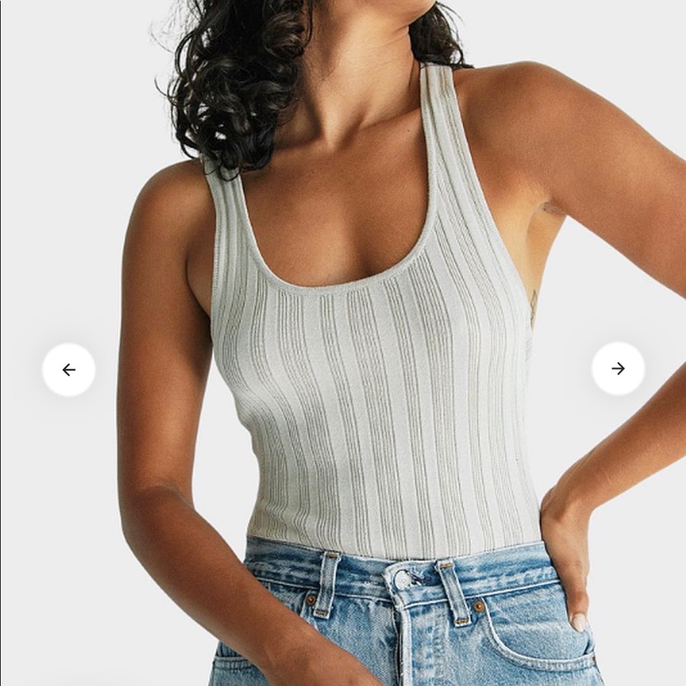 Line by K Isaura Open-back Ribbed Knit Bodysuit in Mushroom